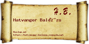 Hatvanger Balázs névjegykártya